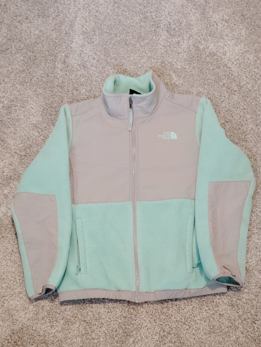 The North Face Kids Mint and Light Gray Full-Zip Fleece Jacket